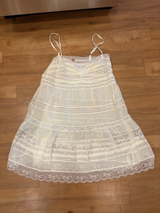 Free People Dresses & Skirts - Free People Sheer Lace Tiered Slip Dress in White